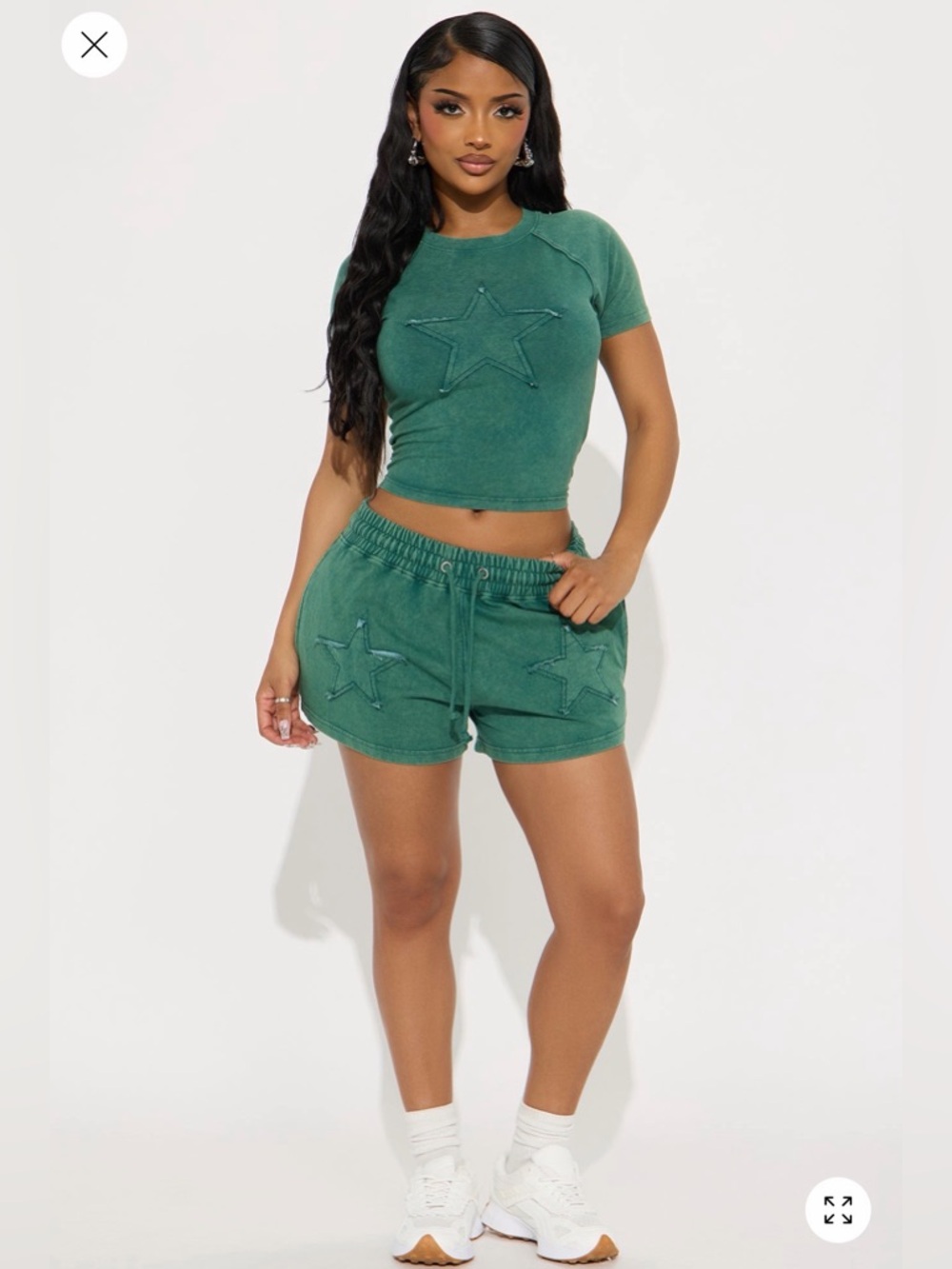 Chill Queen Baby Tee Short Set - Hunter Green